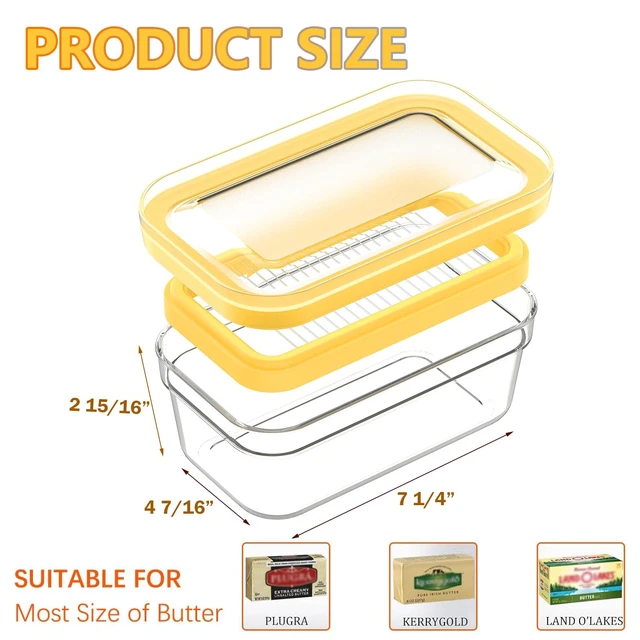 Alt view image 2 of 7 - 280g Butter Slicer Cutter and Airtight Container for Fridge, 2-in-1 PC Butter Dish with Stainless Steel Wires for Easy Portion Control, Slices After 15-20 Mins Softening, Clear Butter Keeper