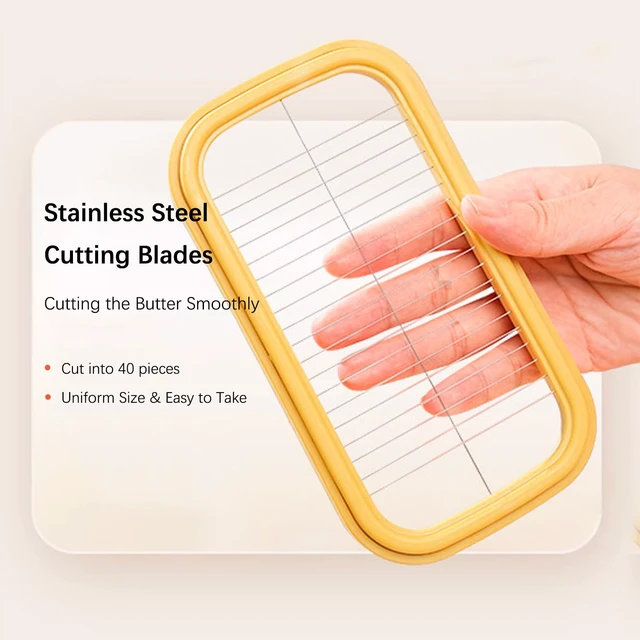 Alt view image 4 of 7 - 280g Butter Slicer Cutter and Airtight Container for Fridge, 2-in-1 PC Butter Dish with Stainless Steel Wires for Easy Portion Control, Slices After 15-20 Mins Softening, Clear Butter Keeper