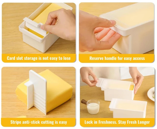 Alt view image 6 of 7 - Butter Cutter Box with Lid, 10g Portion Butter Slicer Storage Container, Butter Dish Alternative for Fridge & Freezer, Pre-Cut Butter Keeper for Cooking, Baking, Toast, Cheese & Margarine