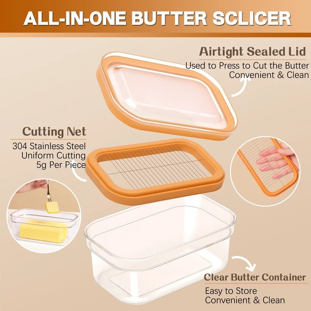 Alt view image 2 of 6 - Airtight Butter Slicer Cutter, 280g Stick Butter Container Storage Dish with Lid for Fridge