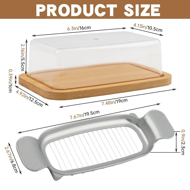 Alt view image 2 of 7 - Butter Dish with Lid and Butter Slicer for Standard Sticks | Butter storage dish with clear lid and wire slicer for standard sticks; cuts 1/4 in portions for countertop or fridge use