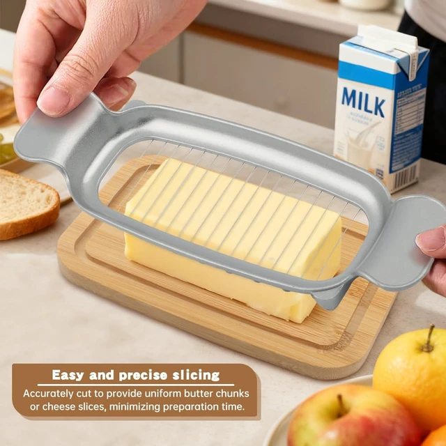Alt view image 3 of 7 - Butter Dish with Lid and Butter Slicer for Standard Sticks | Butter storage dish with clear lid and wire slicer for standard sticks; cuts 1/4 in portions for countertop or fridge use
