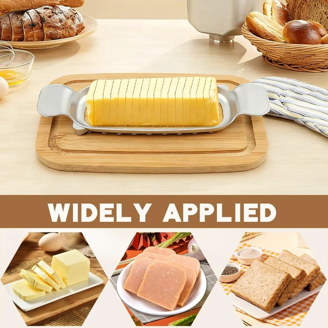 Alt view image 5 of 7 - Butter Dish with Lid and Butter Slicer for Standard Sticks | Butter storage dish with clear lid and wire slicer for standard sticks; cuts 1/4 in portions for countertop or fridge use