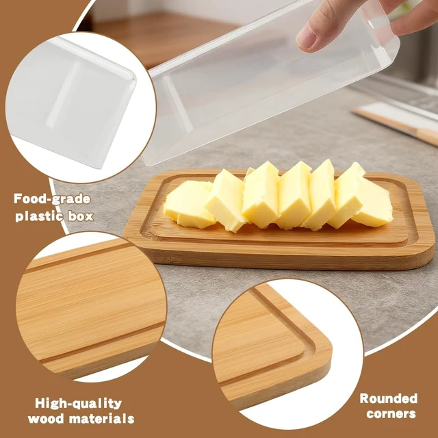 Alt view image 6 of 7 - Butter Dish with Lid and Butter Slicer for Standard Sticks | Butter storage dish with clear lid and wire slicer for standard sticks; cuts 1/4 in portions for countertop or fridge use