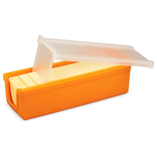 Alt view image 2 of 6 - Silicone Butter Keeper with Built-in Slicing Blade & Microwave Safe Lid - Keep Butter Fresh & Accessible BPA Free (Orange)