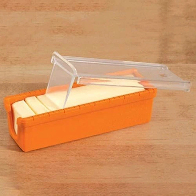 Alt view image 4 of 6 - Silicone Butter Keeper with Built-in Slicing Blade & Microwave Safe Lid - Keep Butter Fresh & Accessible BPA Free (Orange)