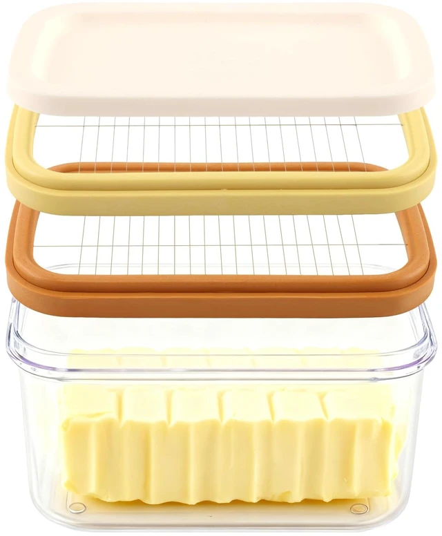 Main image of Butter Slicer Cutter for 4 oz Sticks, Butter Cutter and Storage Case | Butter cutter slicer with lid for fridge storage, stainless steel cutting grid, and portioned prep for common 4 oz sticks