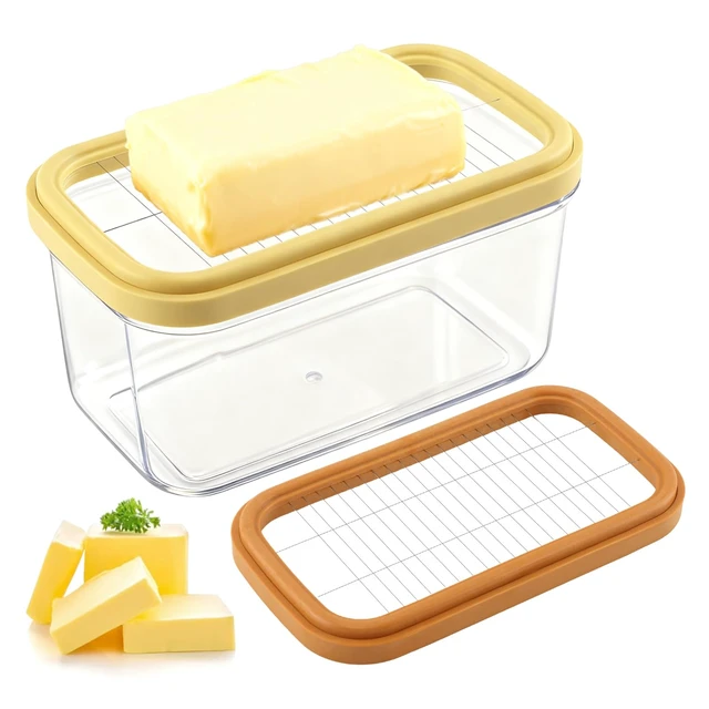 Alt view image 2 of 7 - Butter Slicer Cutter for 4 oz Sticks, Butter Cutter and Storage Case | Butter cutter slicer with lid for fridge storage, stainless steel cutting grid, and portioned prep for common 4 oz sticks