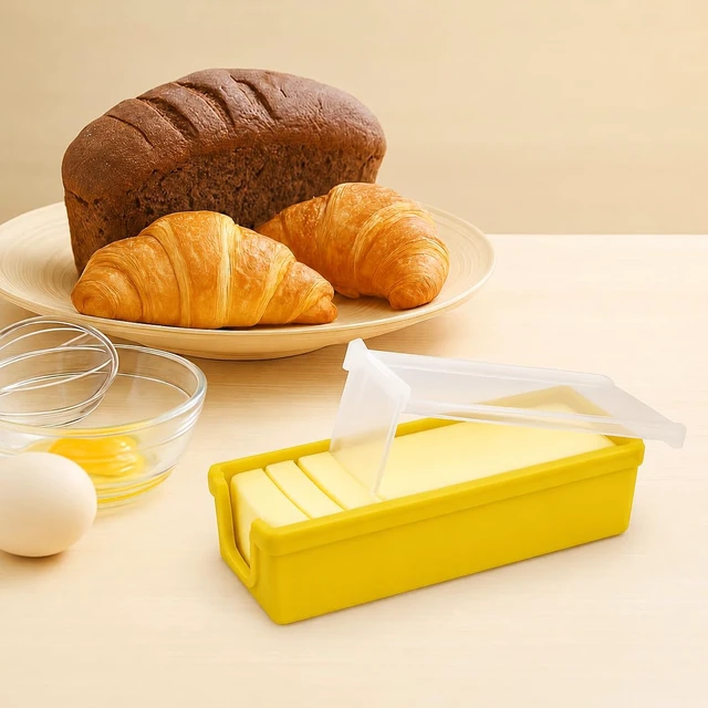 Alt view image 2 of 6 - Silicone Butter Dish with Built-In Slicer BPA-Free Butter Keeper for Fridge, Freezer & Microwave Softens Butter, Non-Stick, Dishwasher Safe, Microwaveable Storage Container