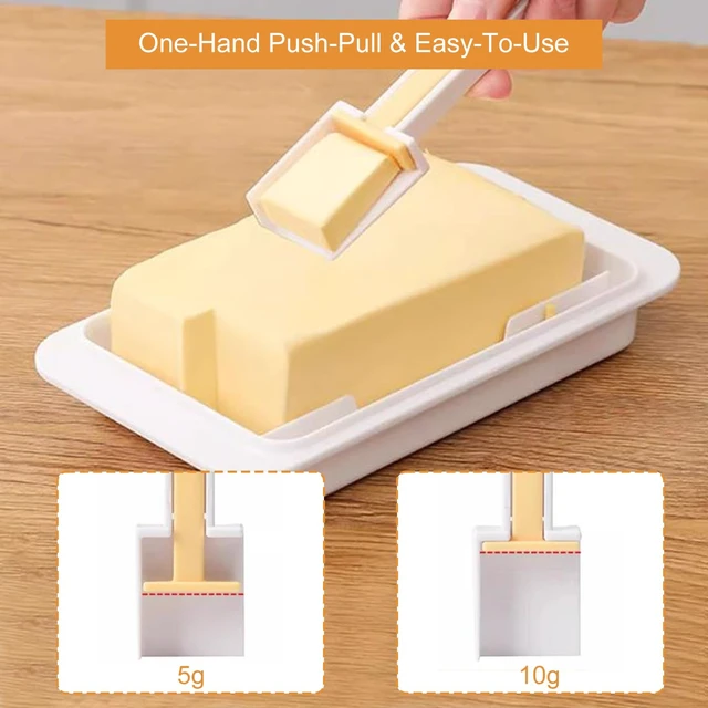 Alt view image 4 of 6 - Airtight Butter Dish with Lid and Cutter, Ideal for Countertop and Refrigerator Storage, Plastic Butter Keeper Tray for Easy Cutting and Serving (Black, Medium)