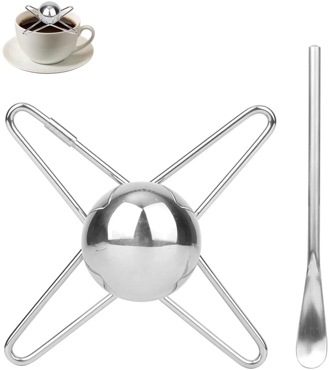 Main image of Espresso Cooling Ball Kit with Spoon, Reusable Stainless Steel Ice Coffee Frozen Ball Espresso Cooling Tool for Iced Coffee Bourbon Scotch & Cocktails