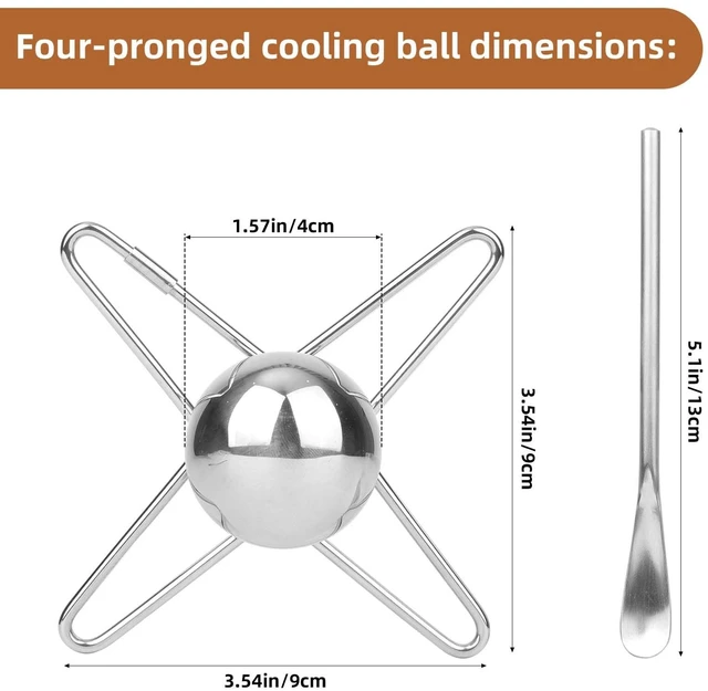 Alt view image 2 of 7 - Espresso Cooling Ball Kit with Spoon, Reusable Stainless Steel Ice Coffee Frozen Ball Espresso Cooling Tool for Iced Coffee Bourbon Scotch & Cocktails
