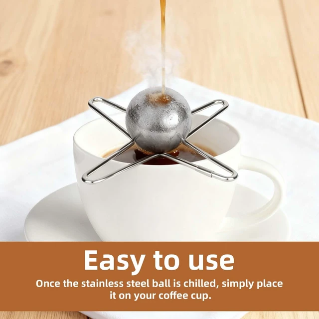 Alt view image 4 of 7 - Espresso Cooling Ball Kit with Spoon, Reusable Stainless Steel Ice Coffee Frozen Ball Espresso Cooling Tool for Iced Coffee Bourbon Scotch & Cocktails