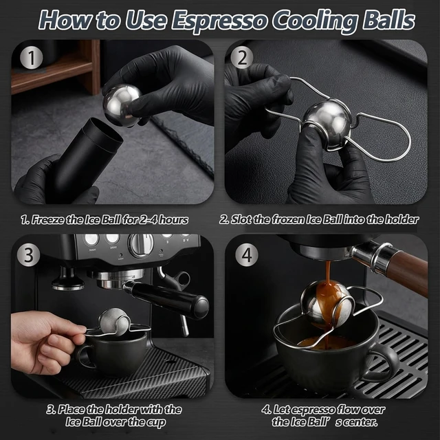 Alt view image 2 of 7 - 1Pcs Espresso Cooling Ball, Metal Ice Cubes, Espresso Chilling Ball | Reusable Stainless Steel Espressos Cooler Espressos Machine Accessories for Whiskey Bourbon Coffee Valentine's Day Christmas
