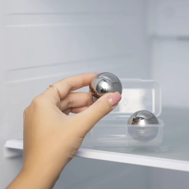 Alt view image 2 of 7 - Stainless Steel Ice Cube Spheres, Set of 2 1.57" Sphere Chillers | Stainless Steel Reusable Whiskey Stones | Keep Your Drink Cool Without Dilluting | Metal Ice Balls For Drinks & Storage Box