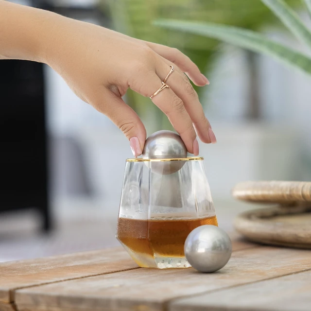 Alt view image 3 of 7 - Stainless Steel Ice Cube Spheres, Set of 2 1.57" Sphere Chillers | Stainless Steel Reusable Whiskey Stones | Keep Your Drink Cool Without Dilluting | Metal Ice Balls For Drinks & Storage Box