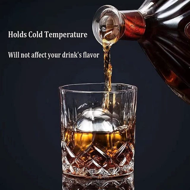Alt view image 3 of 7 - Reusable Stainless Steel Ice Cube Metal Large Whiskey Stones Gift Set for Men Chilling Ball for Drinks 5.5cm Set of 2