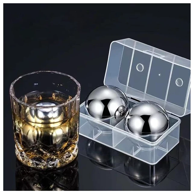 Alt view image 2 of 7 - Reusable Stainless Steel Ice Cube Metal Large Whiskey Stones Gift Set for Men Chilling Ball for Drinks 5.5cm Set of 2