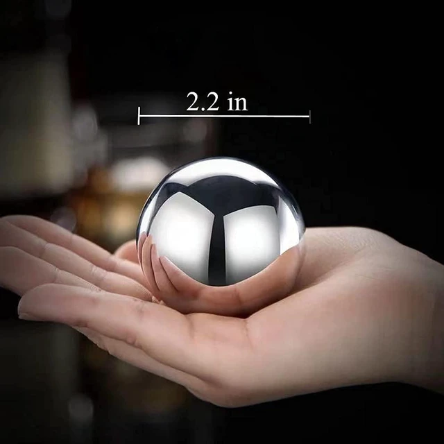 Alt view image 5 of 7 - Reusable Stainless Steel Ice Cube Metal Large Whiskey Stones Gift Set for Men Chilling Ball for Drinks 5.5cm Set of 2