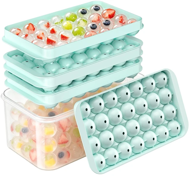 Main image of Ice Cube Tray with Lid and Bin - 3 Pack for 0.95 Inch Mini Ice Balls | Makes 84 Small Ice Balls with BPA-free Trays and Storage Bin, Ideal for Juice, Soda, Coffee and Cocktails