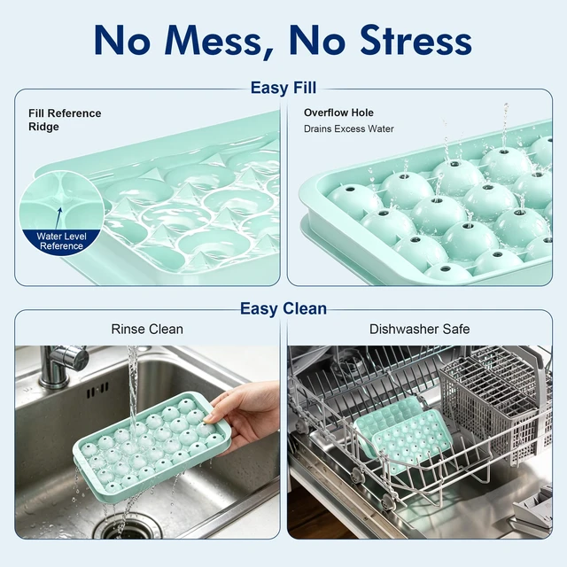 Alt view image 5 of 7 - Ice Cube Tray with Lid and Bin - 3 Pack for 0.95 Inch Mini Ice Balls | Makes 84 Small Ice Balls with BPA-free Trays and Storage Bin, Ideal for Juice, Soda, Coffee and Cocktails