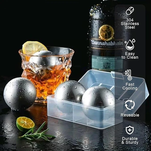Alt view image 4 of 6 - 2Pack Stainless Steel Whiskey Ice Balls Reusable Beverage Chilling Stones | XL 55mm Round Metal Ice Balls, Reusable for Cocktail Whiskey, Birthday Gift for Men Husband