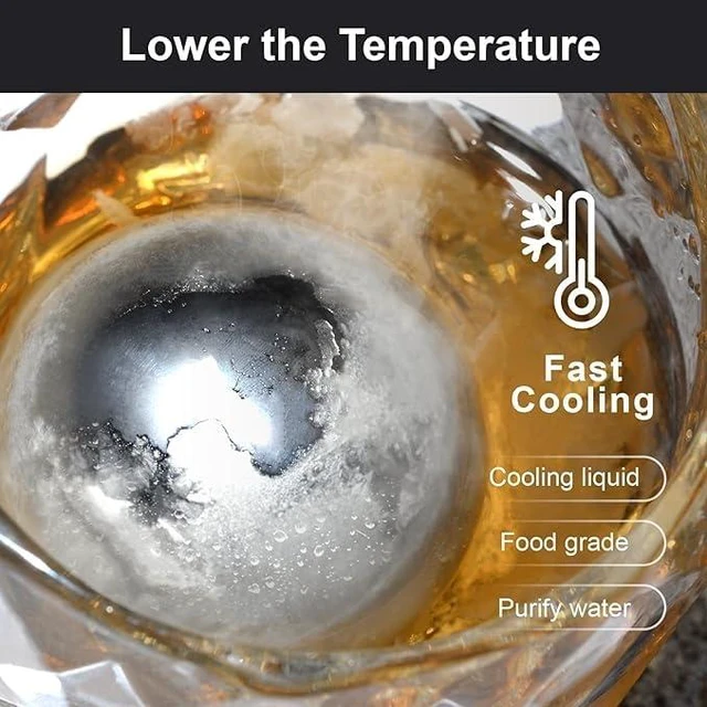 Alt view image 5 of 6 - 2Pack Stainless Steel Whiskey Ice Balls Reusable Beverage Chilling Stones | XL 55mm Round Metal Ice Balls, Reusable for Cocktail Whiskey, Birthday Gift for Men Husband