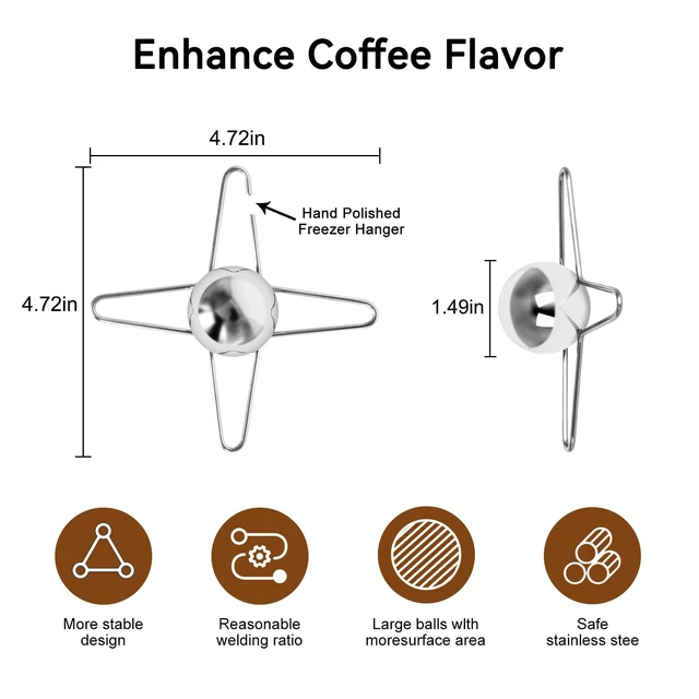 Alt view image 4 of 7 - 2 Pcs Espresso Coffee Cooler with Ice Coffee Frozen Balls | Reusable Stainless Steel Chilling Ball for Bourbon, Scotch, and Cocktails, Espresso Machine Accessories