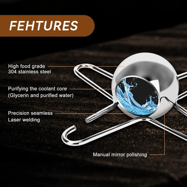 Alt view image 3 of 7 - 2 Pcs Espresso Coffee Cooler with Ice Coffee Frozen Balls | Reusable Stainless Steel Chilling Ball for Bourbon, Scotch, and Cocktails, Espresso Machine Accessories