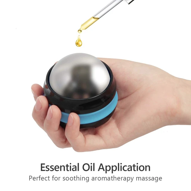 Alt view image 4 of 7 - Cold Massage Roller Ball, Stainless Steel Cold Therapy Relief Tool | Free Rolling Removable Gel Ball Deep Tissue Massage Pain Relief, Great Tool for Back/Neck Pain, Muscles Recovery (Black)