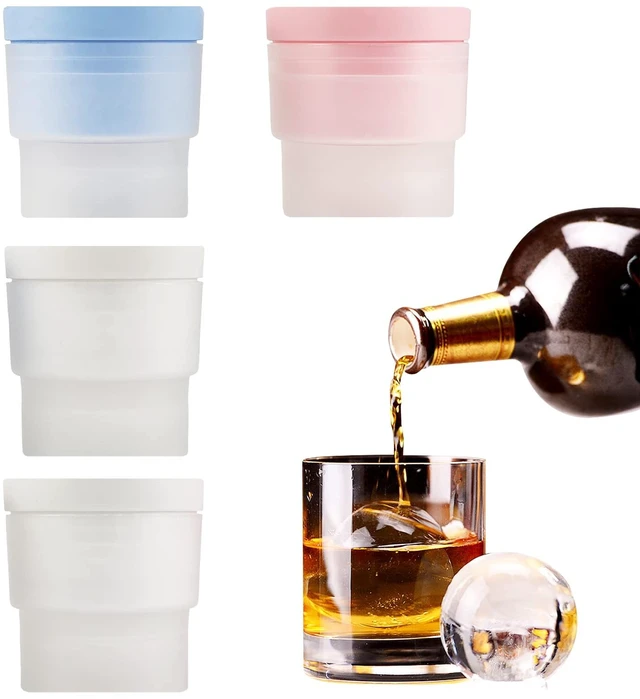 Main image of Ice Ball Maker, Set of 4 2.5 Inch Ice Spheres Mold (White,Blue&Pink) | Round Ball ice Cube Mold for Whiskey Cocktails Juice Beverages Bourbon,Old Fashioned Clear Ice Cube Mold