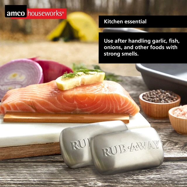 Alt view image 5 of 6 - Rub Away Bar, Stainless Steel Odor Absorber (4" x 2.25") - Dishwasher Safe Kitchen & Outdoor Essential for Garlic, Onion, Fishing, Hiking Odors - Natural Odor Remover (Pack of 2)