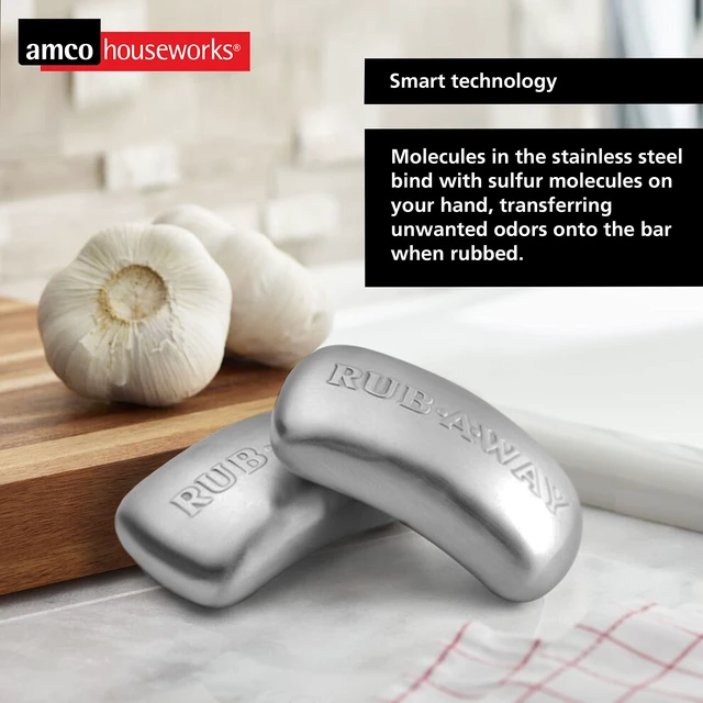 Alt view image 6 of 6 - Rub Away Bar, Stainless Steel Odor Absorber (4" x 2.25") - Dishwasher Safe Kitchen & Outdoor Essential for Garlic, Onion, Fishing, Hiking Odors - Natural Odor Remover (Pack of 2)