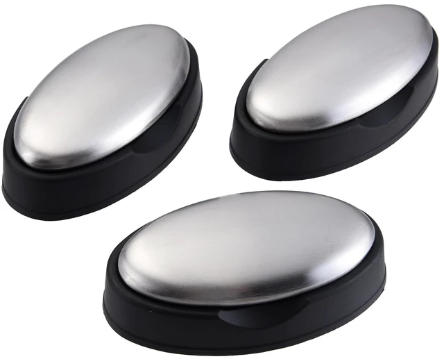 Main image of 3 Pack Stainless Steel Soap Bar | Magic Metal Odor Remover Bar of Soap Rub Away Garlic Onion Fish Smell for Hands
