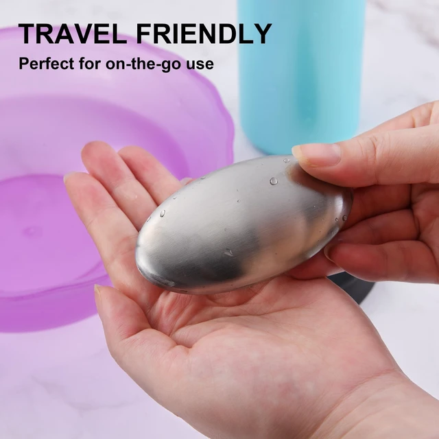 Alt view image 5 of 7 - 3 Pack Stainless Steel Soap Bar | Magic Metal Odor Remover Bar of Soap Rub Away Garlic Onion Fish Smell for Hands