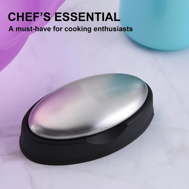 Alt view image 6 of 7 - 3 Pack Stainless Steel Soap Bar | Magic Metal Odor Remover Bar of Soap Rub Away Garlic Onion Fish Smell for Hands