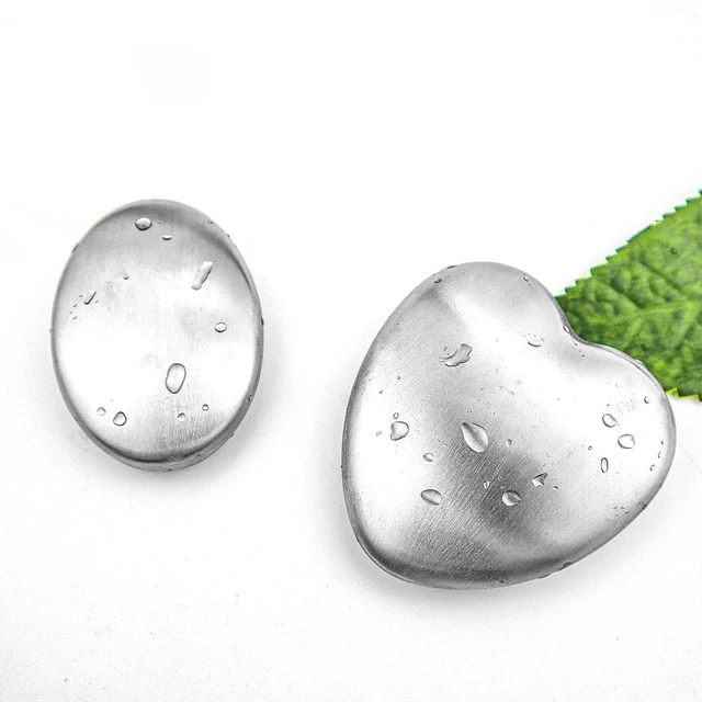 Alt view image 4 of 7 - 2 PCS Stainless Steel Soap, Magic Metal Odor Remover Bar Eliminating Smells Like Fish Onion Garlic Scents from Hands and Skin, Kitchen Gadgets (Heart Shape + Oval)
