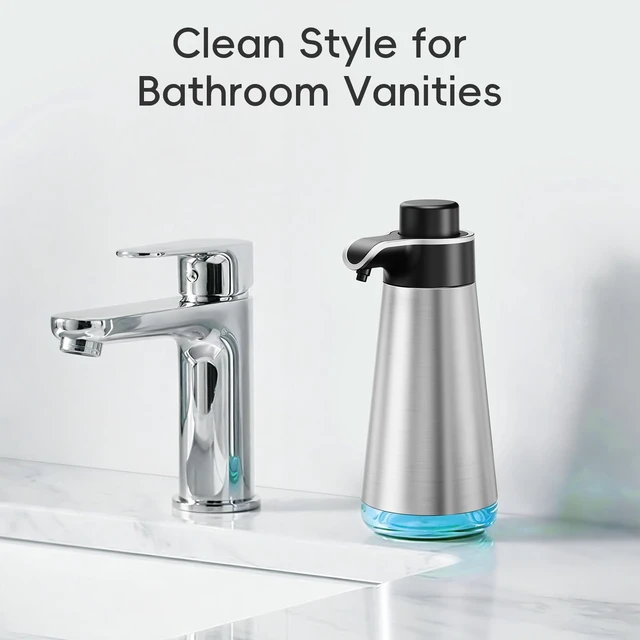 Alt view image 7 of 7 - Soap Dispenser for Bathroom & Kitchen, 15 fl oz Refillable Soap Dispenser, Brushed Silver Metal Look Countertop Soap Dispenser, Rust-Free Hand Soap & Dish Soap Dispenser