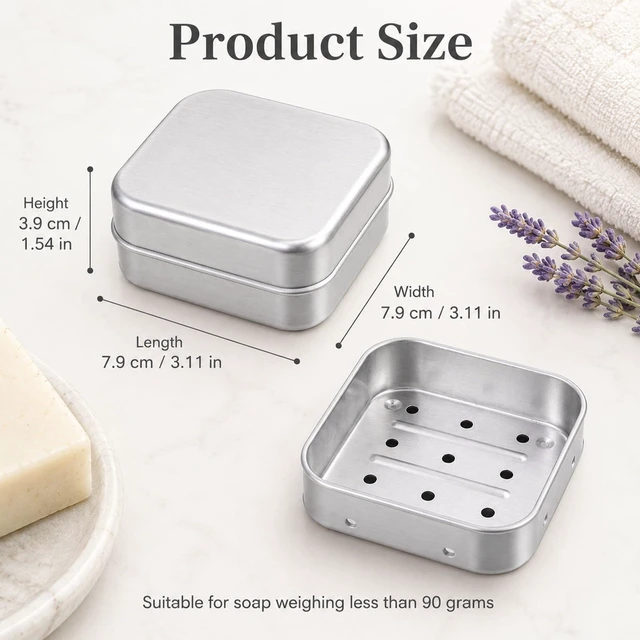 Alt view image 2 of 7 - 2 Pcs Travel Soap Case Aluminum Portable Soap Holder with Lids | Moisture Resistant Self Draining Metal Soaps Container with Draining Layer for Home and Travel Accessories