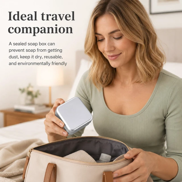 Alt view image 6 of 7 - 2 Pcs Travel Soap Case Aluminum Portable Soap Holder with Lids | Moisture Resistant Self Draining Metal Soaps Container with Draining Layer for Home and Travel Accessories
