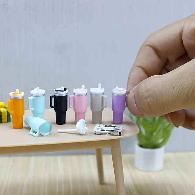Alt view image 6 of 6 - 6 Pack Miniature Thermal Cups with Straw, 1:12 Scale Dollhouse Accessories, Multi-Color DIY Micro Model Food Scene Accessories