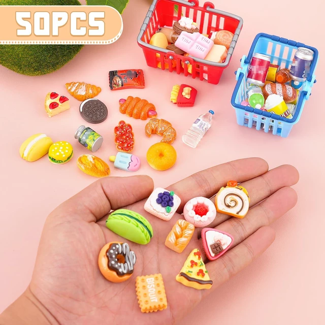 Alt view image 2 of 6 - 50Pcs Miniature Food Drinks Bottle Soda Pop Cans, Pretend Play Mini Kitchen Game Party Accessories Toys Hamburg Cake Ice Cream for 1/12 Doll House