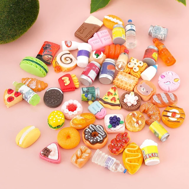 Alt view image 3 of 6 - 50Pcs Miniature Food Drinks Bottle Soda Pop Cans, Pretend Play Mini Kitchen Game Party Accessories Toys Hamburg Cake Ice Cream for 1/12 Doll House
