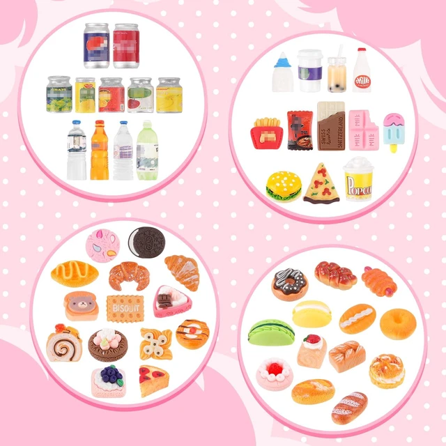 Alt view image 5 of 6 - 50Pcs Miniature Food Drinks Bottle Soda Pop Cans, Pretend Play Mini Kitchen Game Party Accessories Toys Hamburg Cake Ice Cream for 1/12 Doll House