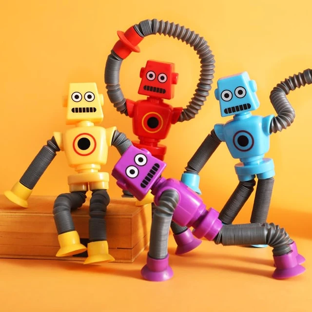Alt view image 2 of 7 - 6PCS Telescopic Suction Cup Robot Toy,pop Tubes,Toddler Travel Toys,Toddler Sensory Toys,figette Toys,Fidget Toys for Kids,Treasure Box prizes,Small Toys for Kids prizes