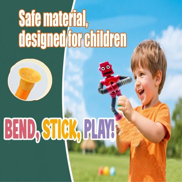 Alt view image 3 of 7 - 6PCS Telescopic Suction Cup Robot Toy,pop Tubes,Toddler Travel Toys,Toddler Sensory Toys,figette Toys,Fidget Toys for Kids,Treasure Box prizes,Small Toys for Kids prizes