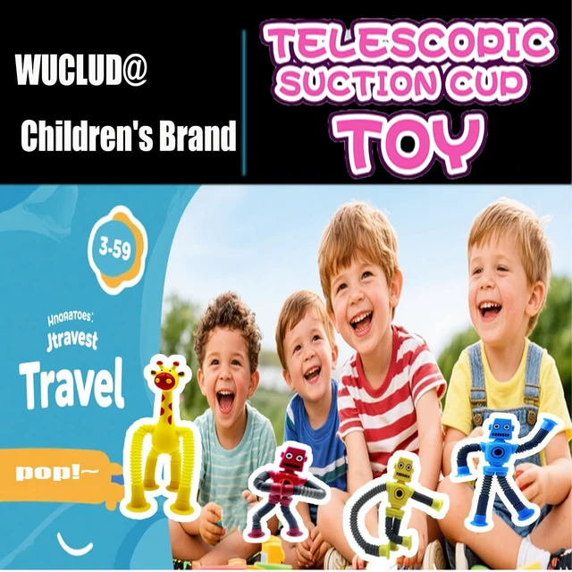 Alt view image 4 of 7 - 6PCS Telescopic Suction Cup Robot Toy,pop Tubes,Toddler Travel Toys,Toddler Sensory Toys,figette Toys,Fidget Toys for Kids,Treasure Box prizes,Small Toys for Kids prizes
