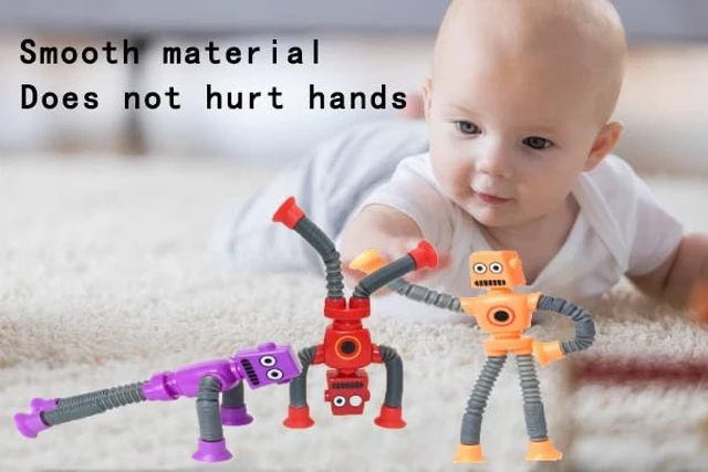 Alt view image 6 of 7 - 6PCS Telescopic Suction Cup Robot Toy,pop Tubes,Toddler Travel Toys,Toddler Sensory Toys,figette Toys,Fidget Toys for Kids,Treasure Box prizes,Small Toys for Kids prizes