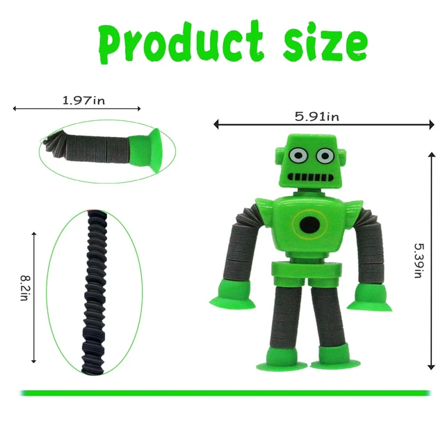 Alt view image 7 of 7 - 6PCS Telescopic Suction Cup Robot Toy,pop Tubes,Toddler Travel Toys,Toddler Sensory Toys,figette Toys,Fidget Toys for Kids,Treasure Box prizes,Small Toys for Kids prizes