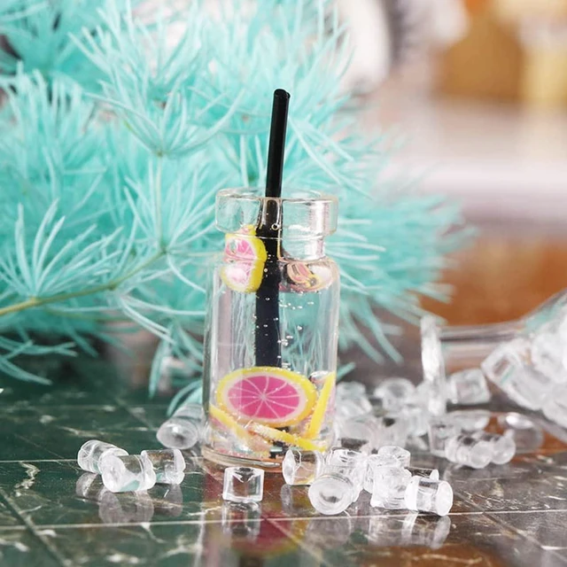 Alt view image 5 of 7 - Miniature Clear Plastic Ice Cubes, Fake Ice Cubes, Dollhouse Beer Drinks Accessories, Dollhouse Cups Sprinkle Decorations